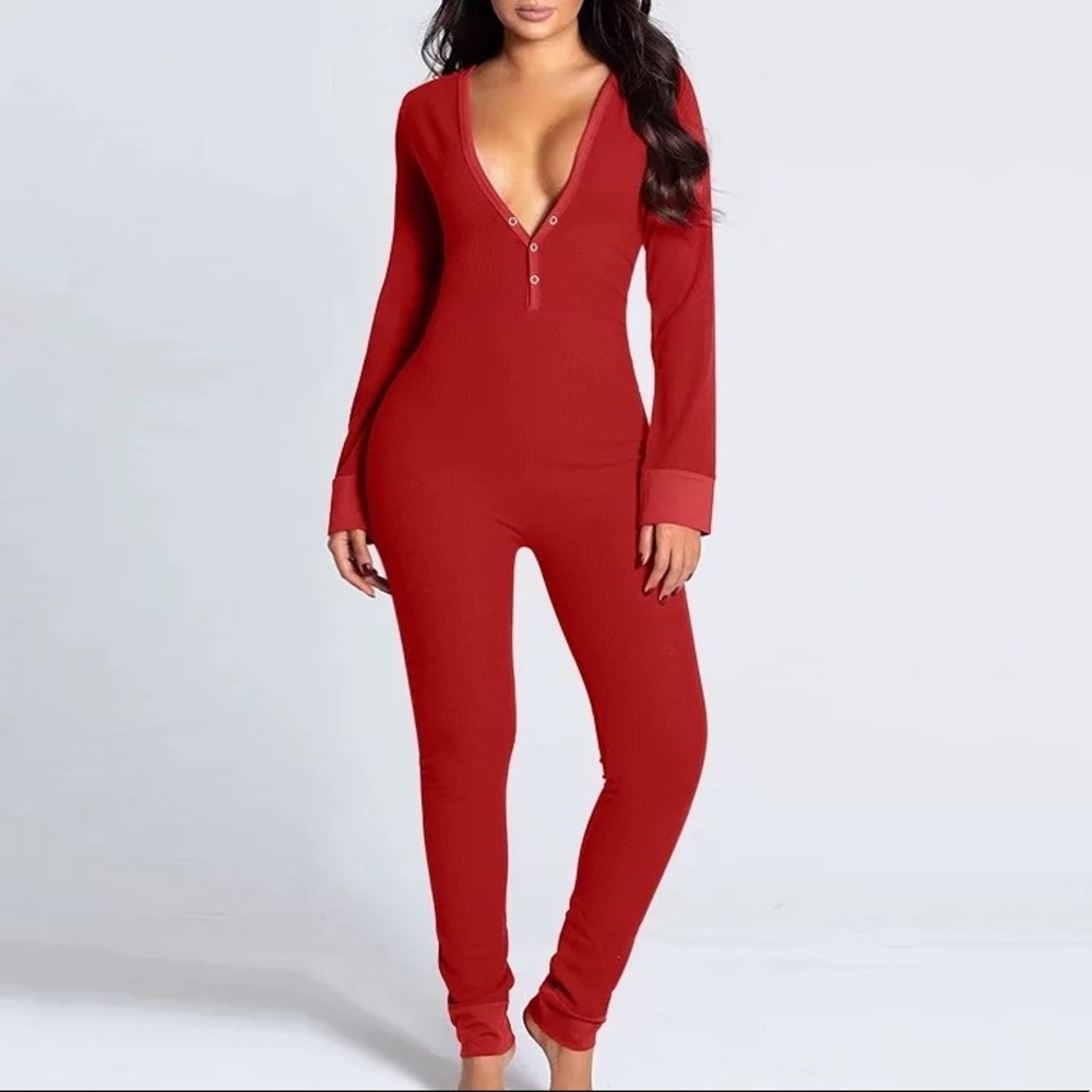 Solid Red Back-Flap Onesie